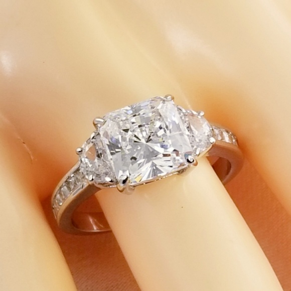 NEW 925 STERLING SILVER ENGAGEMENTWEDDING DIAMOND RING - Picture 6 of 7